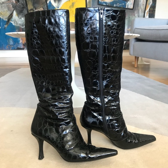 stuart weitzman croc boots